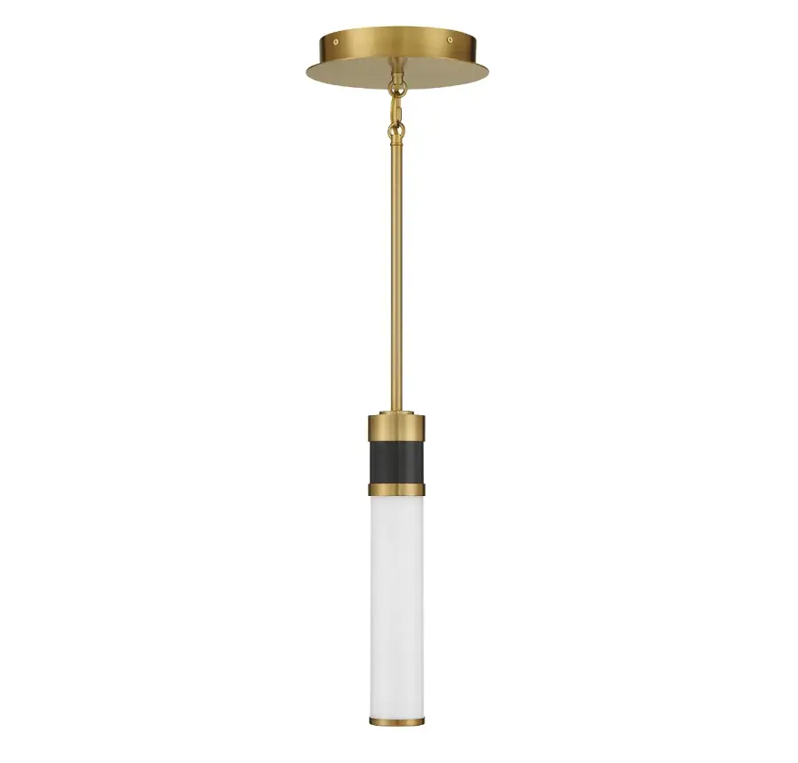 Abel LED Mini-Pendant in Matte Black with Warm Brass Accents - Image 2