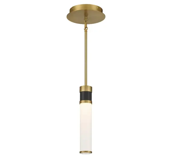 Abel LED Mini-Pendant in Matte Black with Warm Brass Accents - Image 3