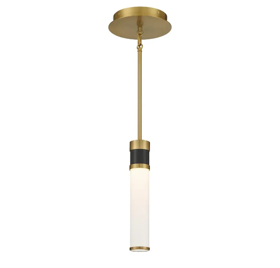 Abel LED Mini-Pendant in Matte Black with Warm Brass Accents - Image 3