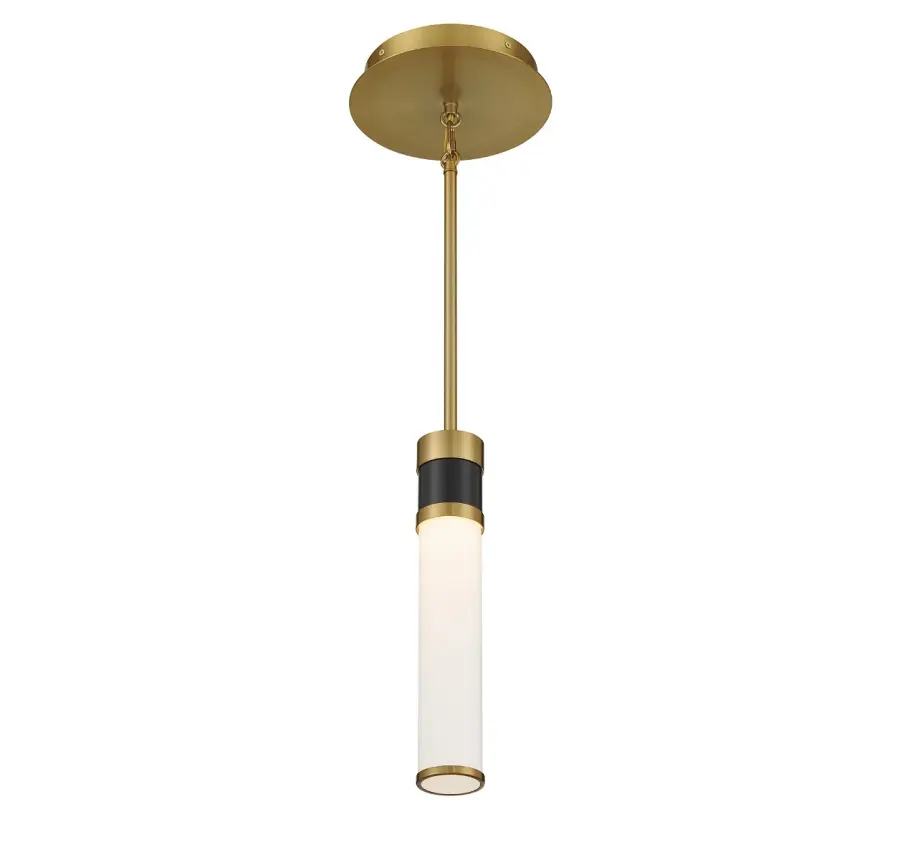 Abel LED Mini-Pendant in Matte Black with Warm Brass Accents - Image 4