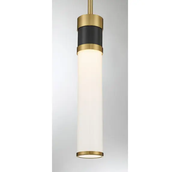 Abel LED Mini-Pendant in Matte Black with Warm Brass Accents - Image 5