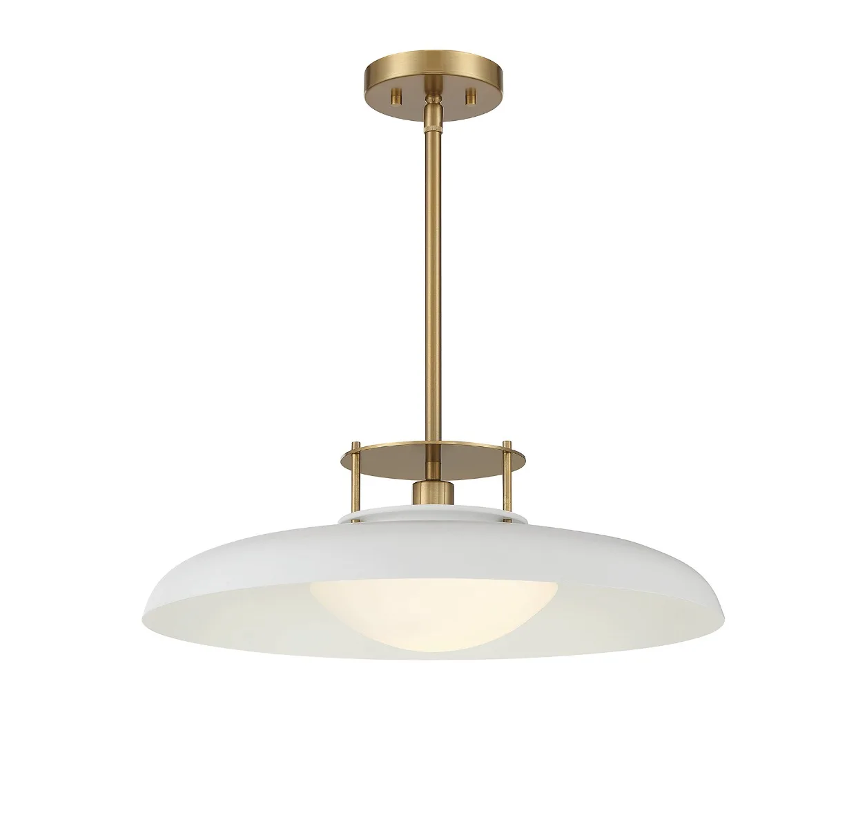 Gavin One Light Pendant in White with Warm Brass