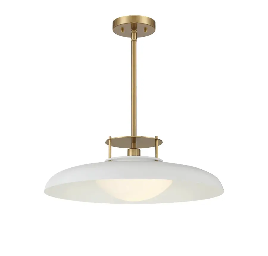 Gavin One Light Pendant in White with Warm Brass - Image 1