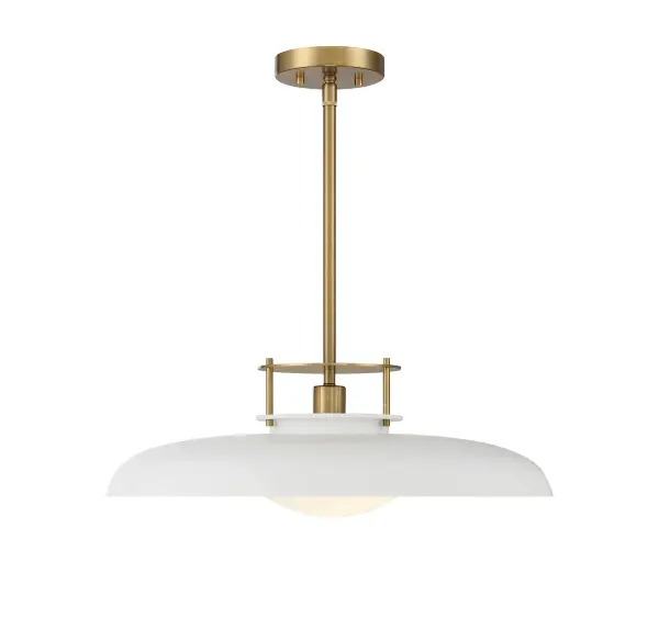 Gavin One Light Pendant in White with Warm Brass - Image 3