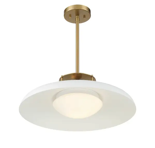 Gavin One Light Pendant in White with Warm Brass - Image 4