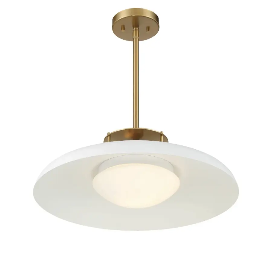 Gavin One Light Pendant in White with Warm Brass - Image 4