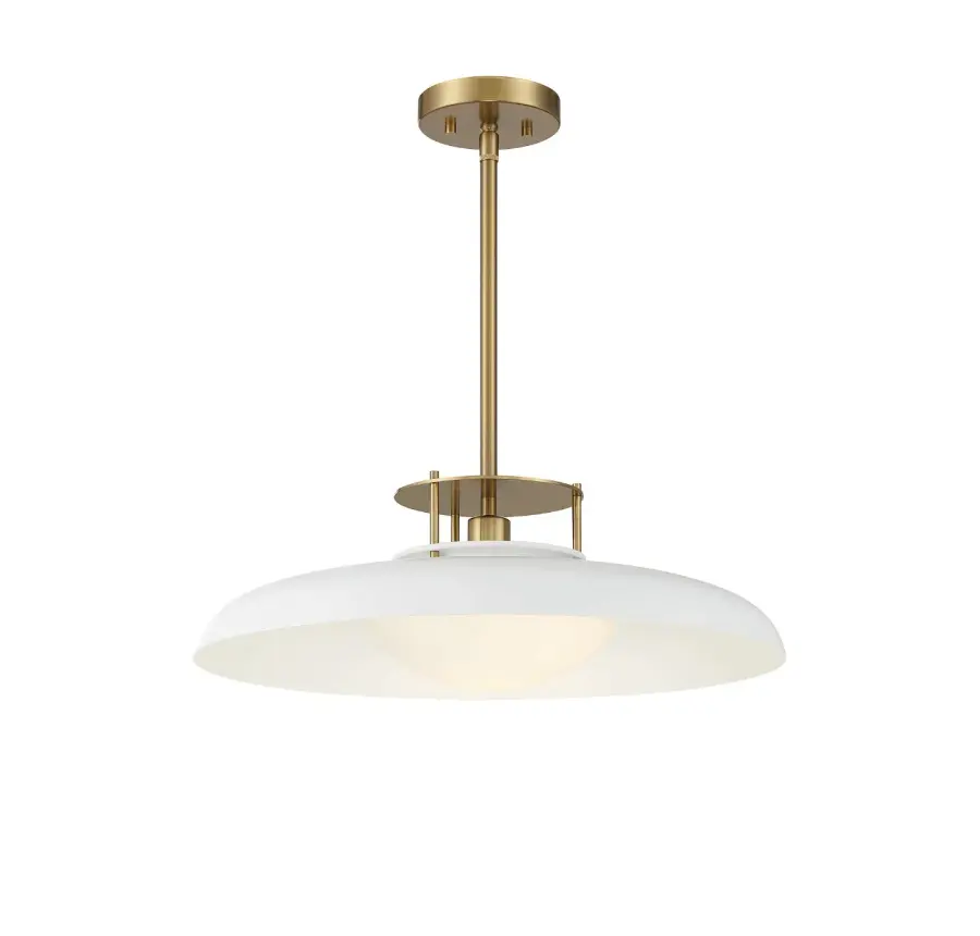 Gavin One Light Pendant in White with Warm Brass - Image 5