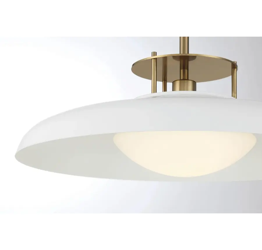 Gavin One Light Pendant in White with Warm Brass - Image 6