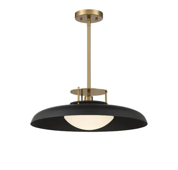 Gavin 1-Light Pendant in Matte Black with Warm Brass Accents - Image 5