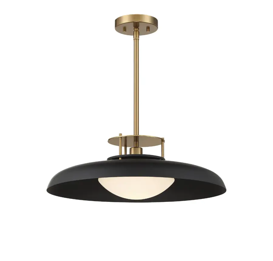 Gavin 1-Light Pendant in Matte Black with Warm Brass Accents - Image 5