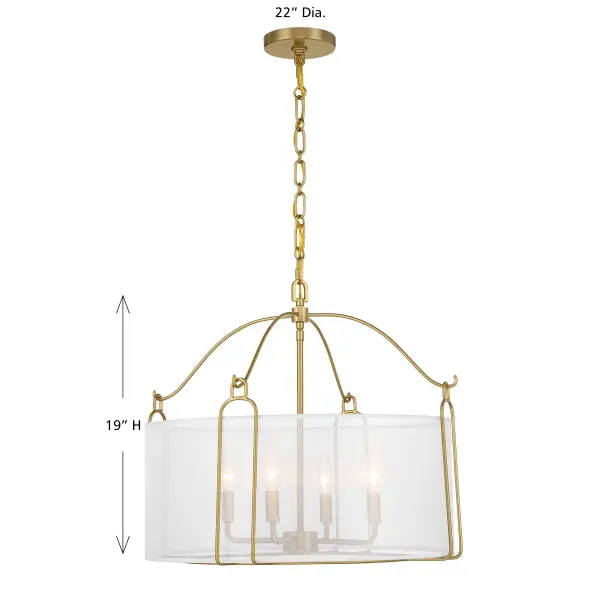 Ashlay Four Light Pendant in Warm Brass - Image 8