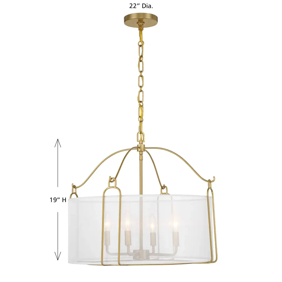 Ashlay Four Light Pendant in Warm Brass - Image 8