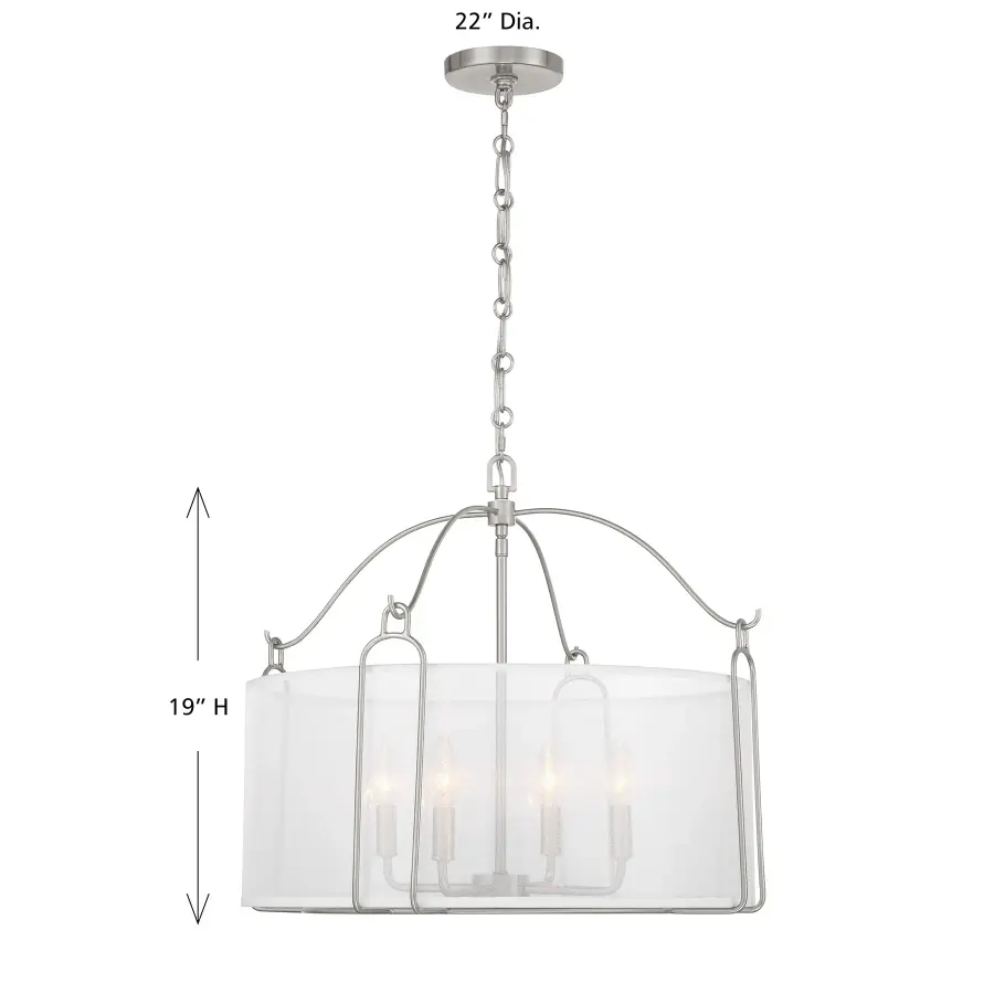 Ashlay 4-Light Pendant in Satin Nickel - Image 8