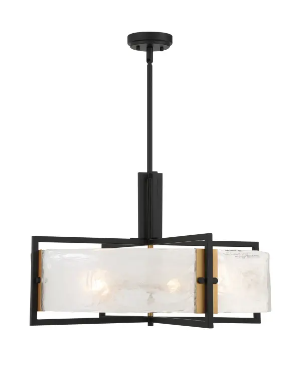 Hayward 5-Light Pendant in Matte Black with Warm Brass Accents - Image 1