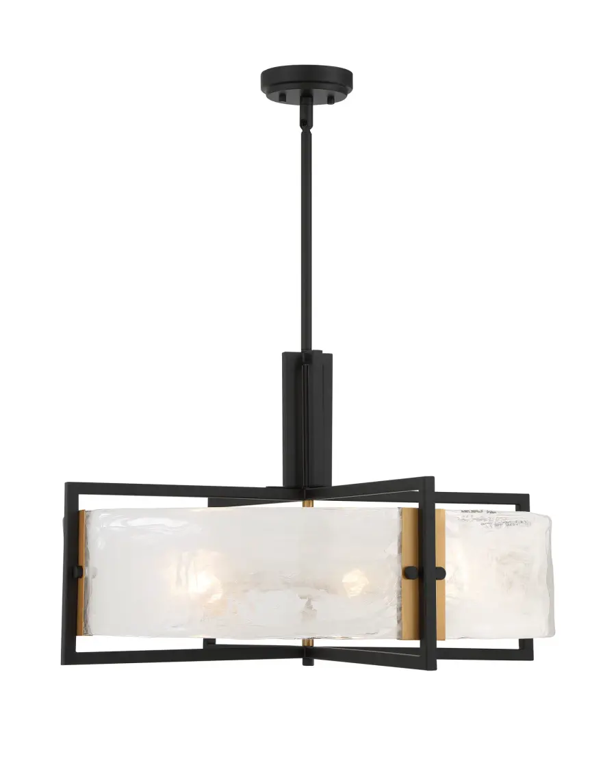 Hayward 5-Light Pendant in Matte Black with Warm Brass Accents - Image 1