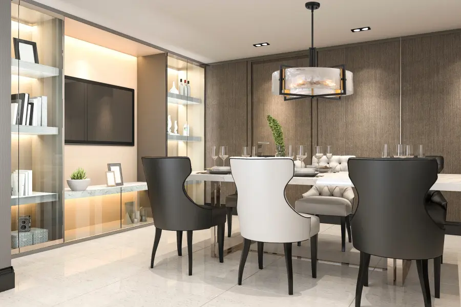 Hayward 5-Light Pendant in Matte Black with Warm Brass Accents - Image 6