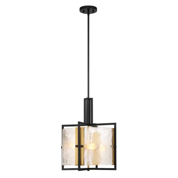 Hayward 3-Light Pendant in Matte Black with Warm Brass Accents - Image 1