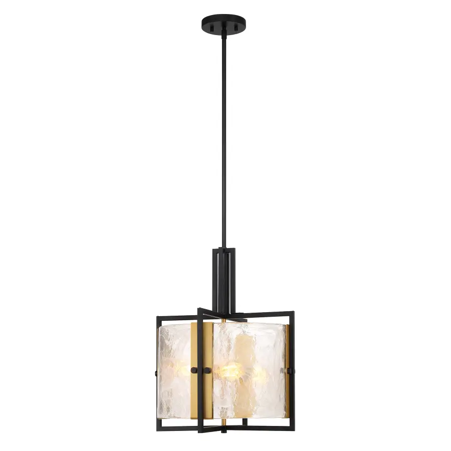 Hayward 3-Light Pendant in Matte Black with Warm Brass Accents - Image 1