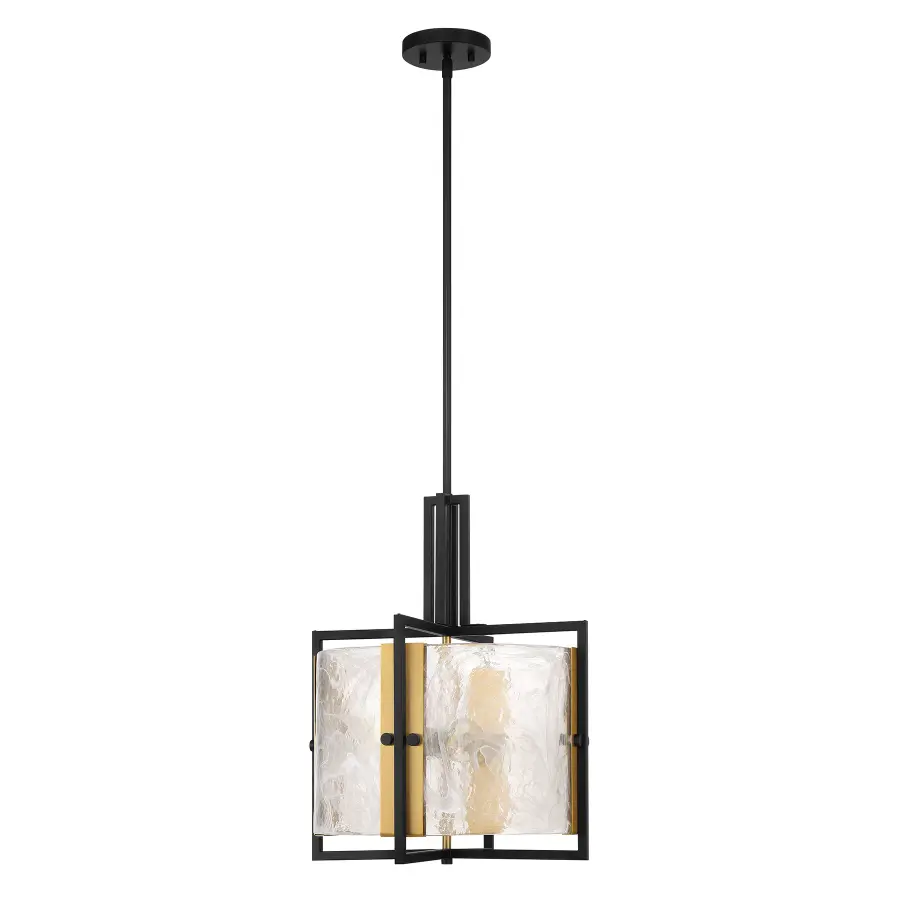 Hayward 3-Light Pendant in Matte Black with Warm Brass Accents - Image 2