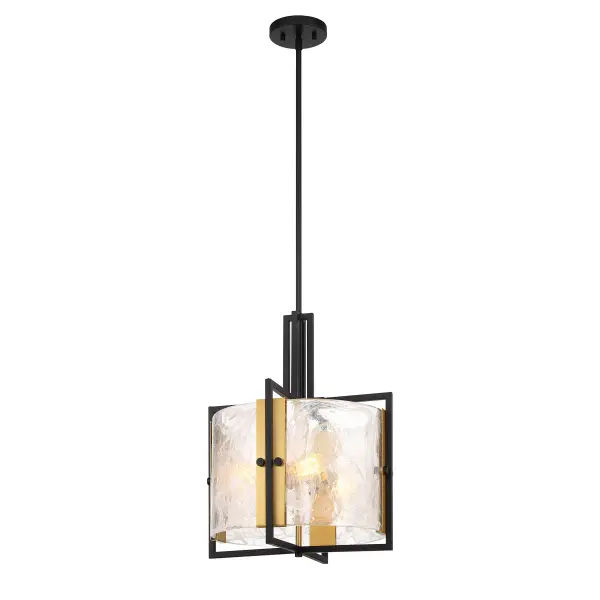 Hayward 3-Light Pendant in Matte Black with Warm Brass Accents - Image 3