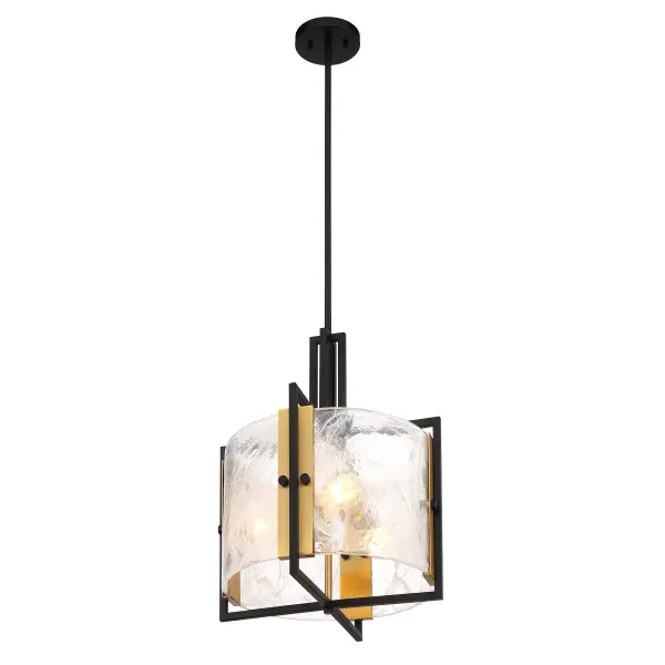 Hayward 3-Light Pendant in Matte Black with Warm Brass Accents - Image 4