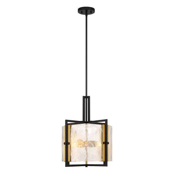 Hayward 3-Light Pendant in Matte Black with Warm Brass Accents - Image 5
