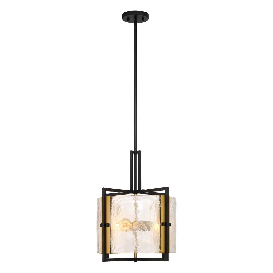 Hayward 3-Light Pendant in Matte Black with Warm Brass Accents - Image 5