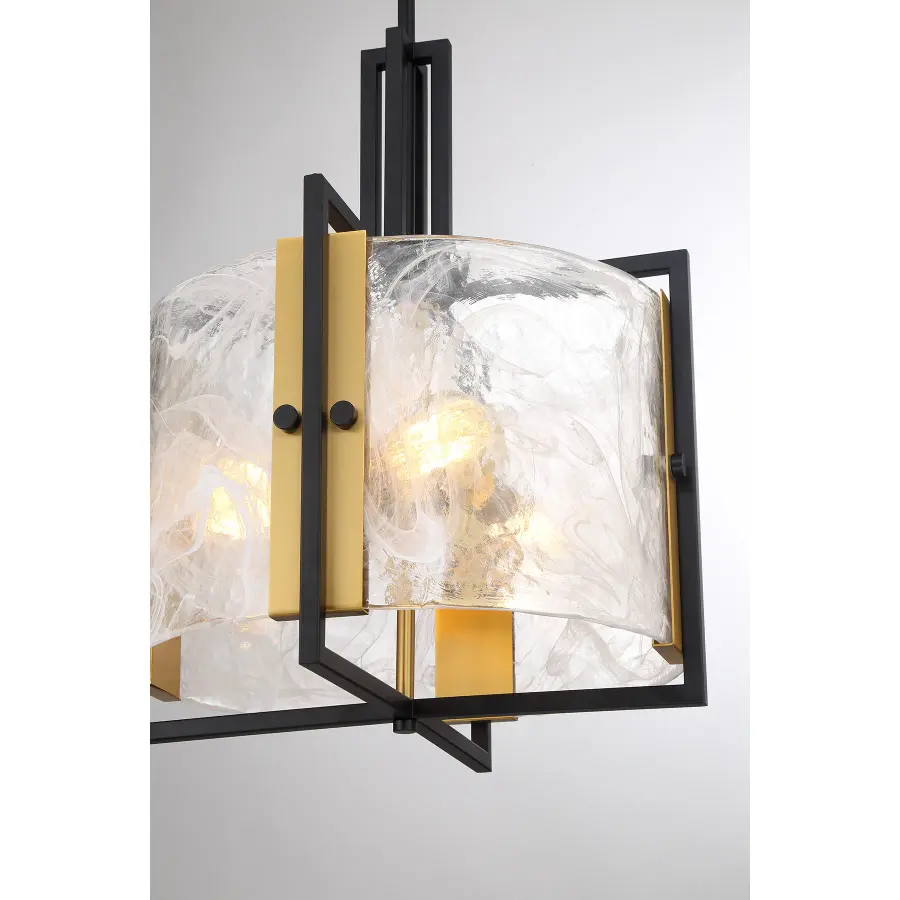 Hayward 3-Light Pendant in Matte Black with Warm Brass Accents - Image 6