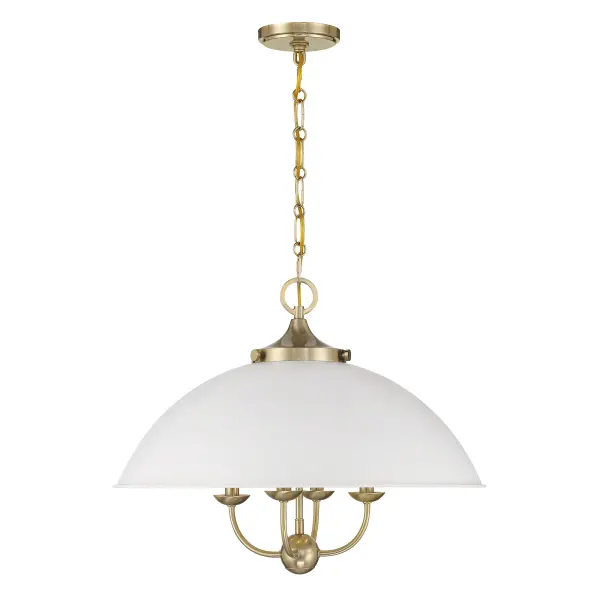Monterey Four Light Pendant in White/Warm Brass - Image 3