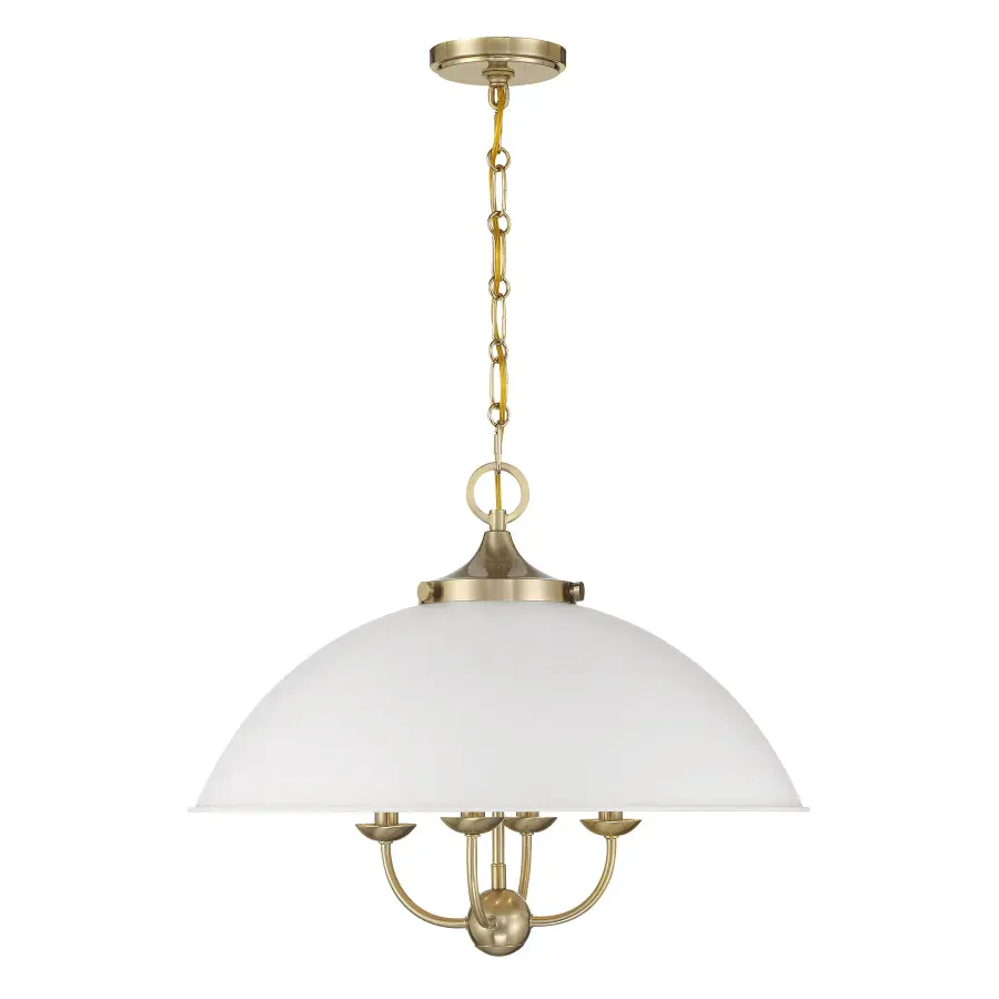Monterey Four Light Pendant in White/Warm Brass - Image 3