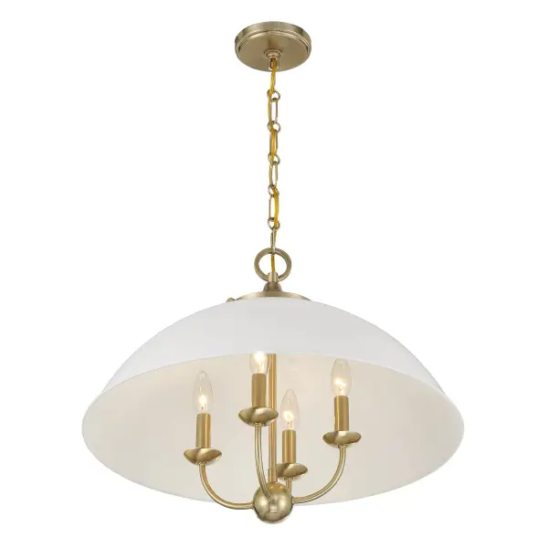 Monterey Four Light Pendant in White/Warm Brass - Image 4