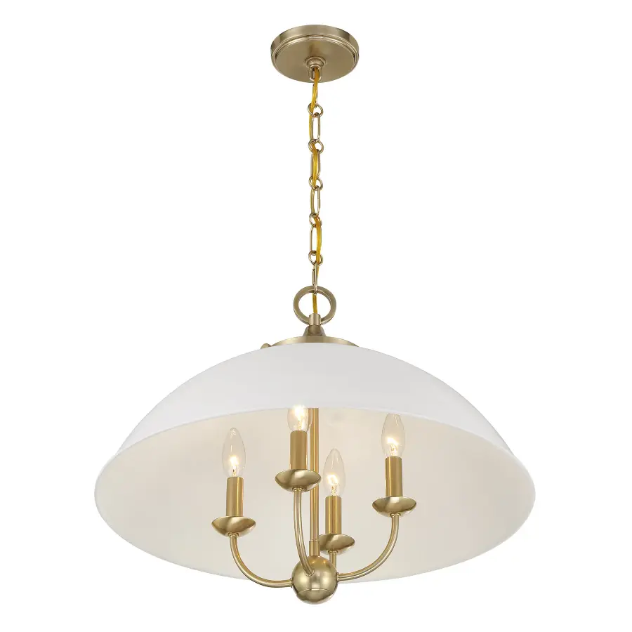 Monterey Four Light Pendant in White/Warm Brass - Image 4