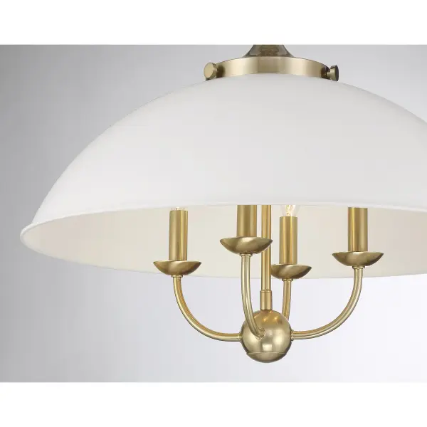 Monterey Four Light Pendant in White/Warm Brass - Image 5