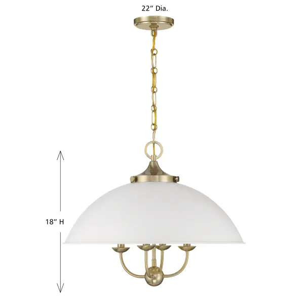 Monterey Four Light Pendant in White/Warm Brass - Image 6