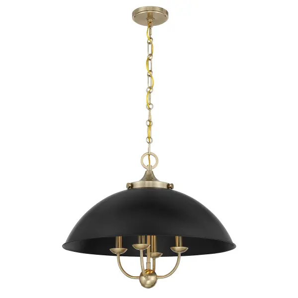 Monterey 4-Light Pendant in Matte Black and Warm Brass - Image 1