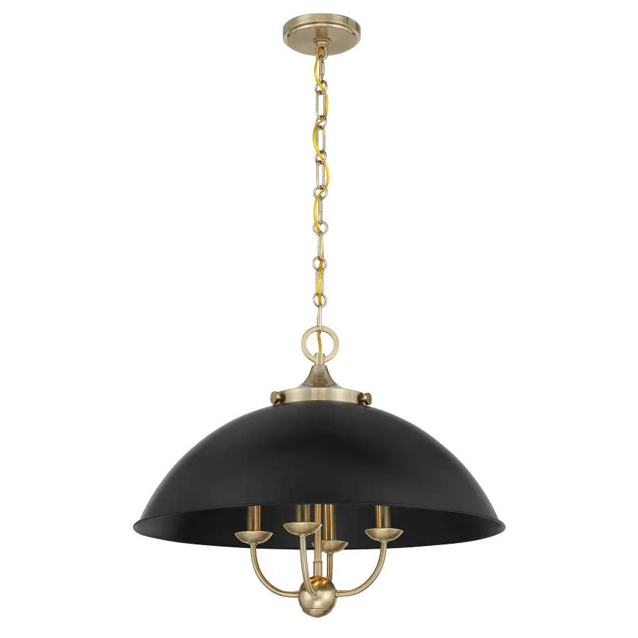 Monterey 4-Light Pendant in Matte Black and Warm Brass - Image 1