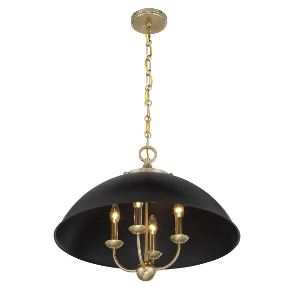 Monterey 4-Light Pendant in Matte Black and Warm Brass - Image 4