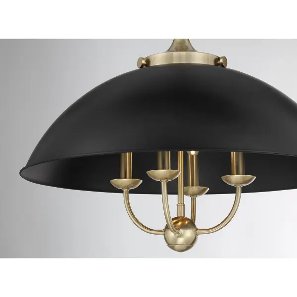 Monterey 4-Light Pendant in Matte Black and Warm Brass - Image 6