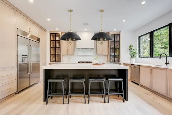 Monterey 4-Light Pendant in Matte Black and Warm Brass - Image 8