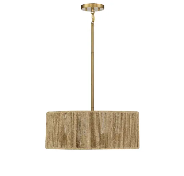 Ashe 4-Light Pendant in Warm Brass and Rope - Image 2