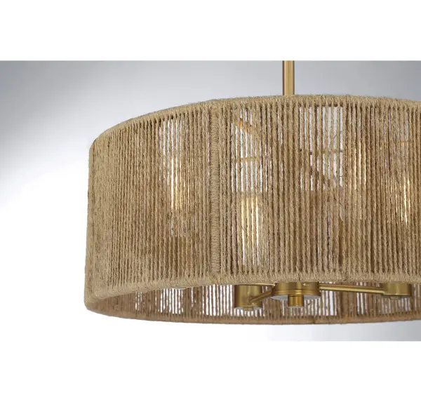 Ashe 4-Light Pendant in Warm Brass and Rope - Image 5