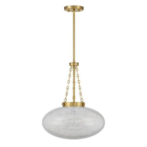The Willow pendant combines vintage charm with transitional versatility. Its mesmerizing oval cloud glass shade diffuses light beautifully while the warm brass finish adds sophisticated warmth to any space. - alternate view