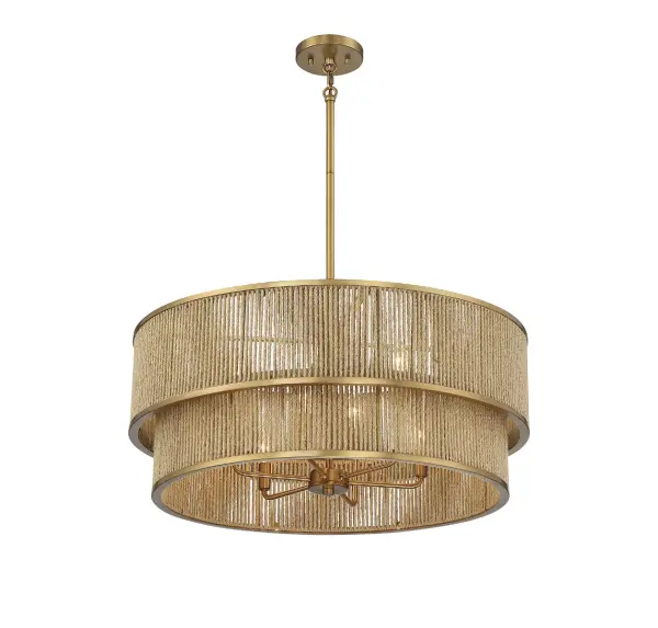 Ashburn 6-Light Pendant in Warm Brass and Rope - Image 4