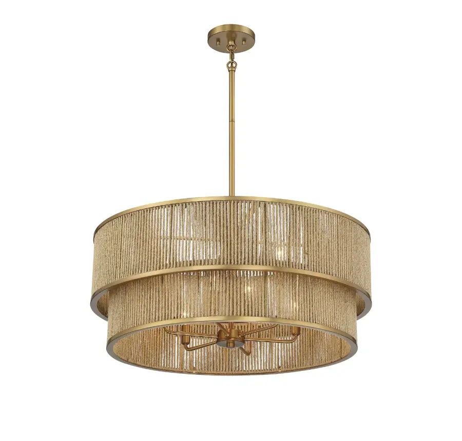 Ashburn 6-Light Pendant in Warm Brass and Rope - Image 4