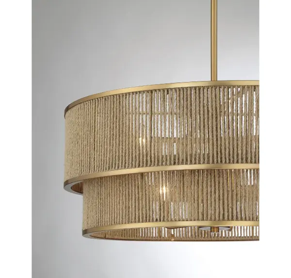 Ashburn 6-Light Pendant in Warm Brass and Rope - Image 5