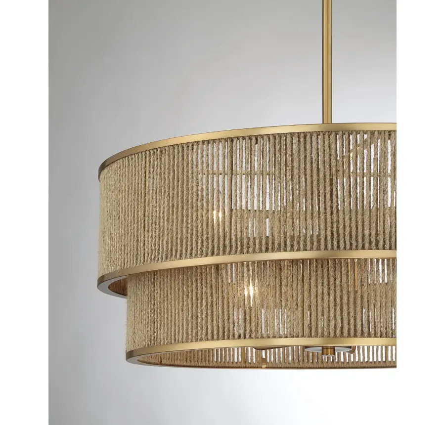 Ashburn 6-Light Pendant in Warm Brass and Rope - Image 5