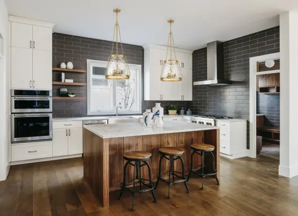 Crawford Four Light Pendant in Warm Brass - Image 7