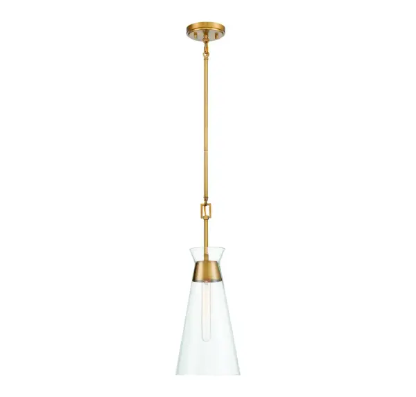 Lakewood One Light Pendant in Warm Brass - Image 1