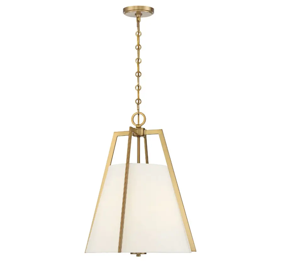 Mansfield Three Light Pendant in Warm Brass - Image 1