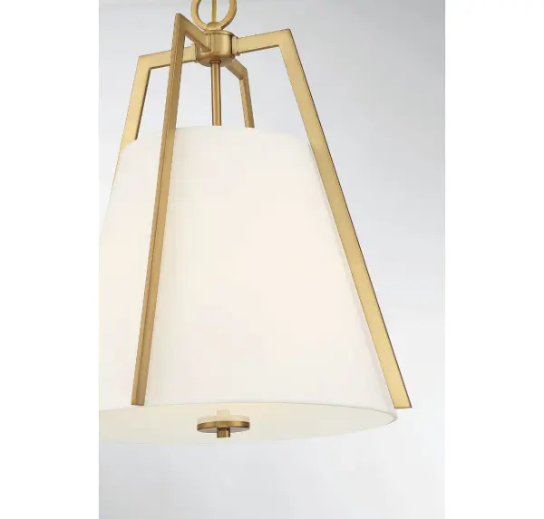 Mansfield Three Light Pendant in Warm Brass - Image 6